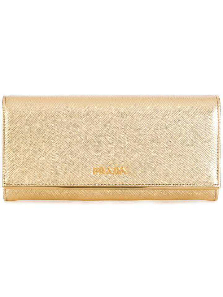 Prada Saffiano Continental Wallet - Metallic