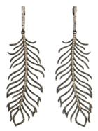Rosa De La Cruz Diamond Feather Earrings - Black