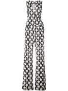 Dvf Diane Von Furstenberg Palm Print Jumpsuit - Black