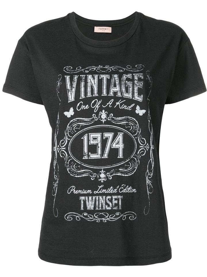 Twin-set Graphic Print T-shirt - Black