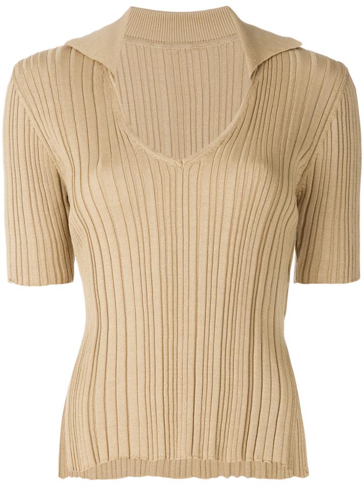 Jacquemus U-neck Ribbed Jumper - Brown