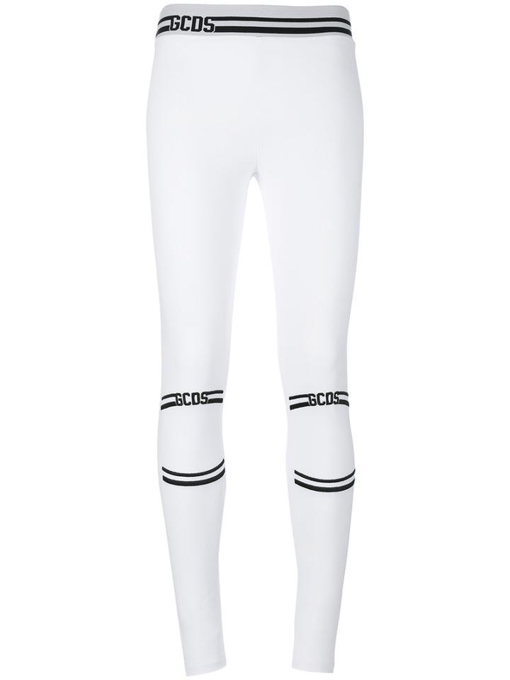 Gcds - Logo Banded Leggings - Women - Cotton/spandex/elastane - S, White, Cotton/spandex/elastane