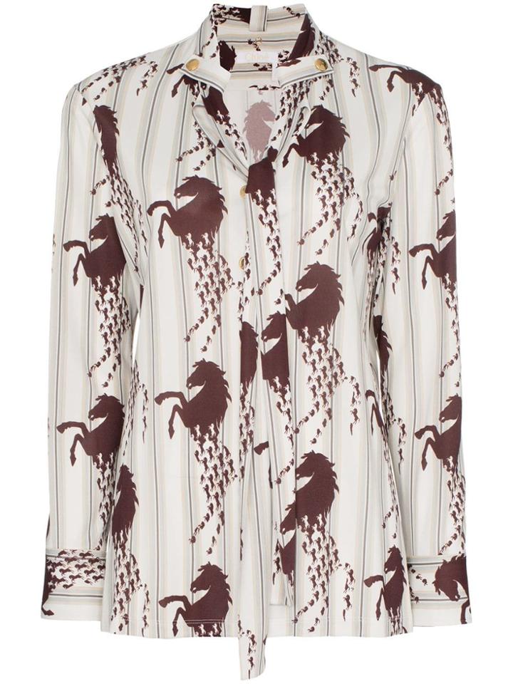 Chloé Horse Print Necktie Shirt - White