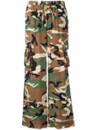 P.a.r.o.s.h. - Camouflage Print Trousers - Women - Silk - M, Green, Silk