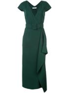 Oscar De La Renta Belted Wrap-front Dress - Green
