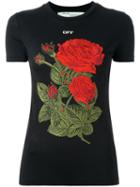 Off-white Roses Patch T-shirt, Women's, Size: Medium, Black, Cotton/lyocell