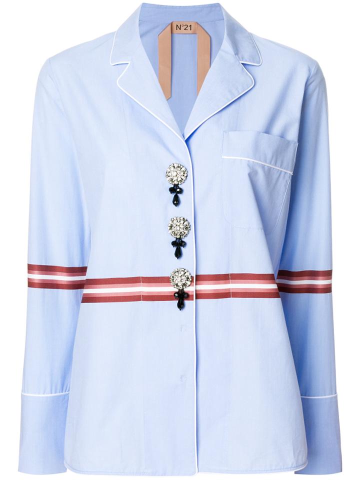 No21 Embellished Pyjama-style Shirt - Blue