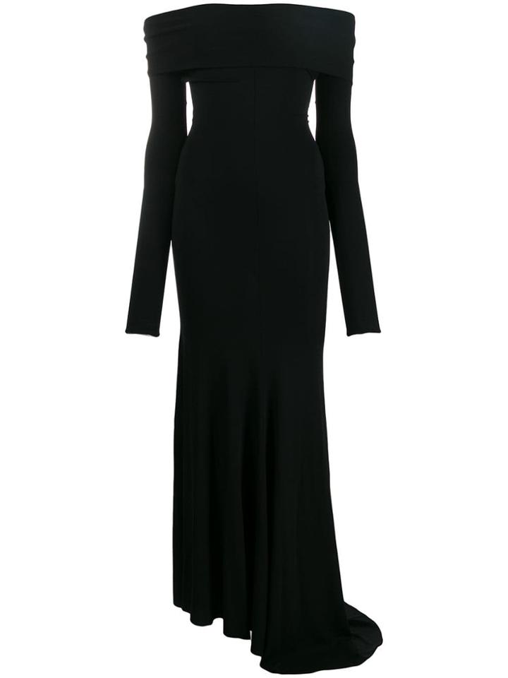 Alexandre Vauthier Bardot Long Sleeve Evening Dress - Black