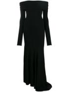 Alexandre Vauthier Bardot Long Sleeve Evening Dress - Black