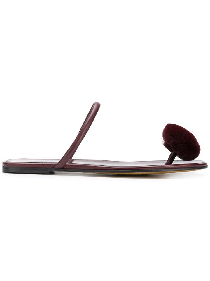 Alumnae Pom-pom Button Flip-flops - Red