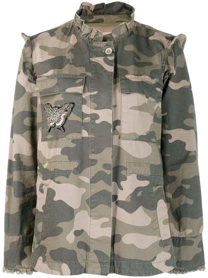 Twin-set Bead Embroidered Military Jacket - Green