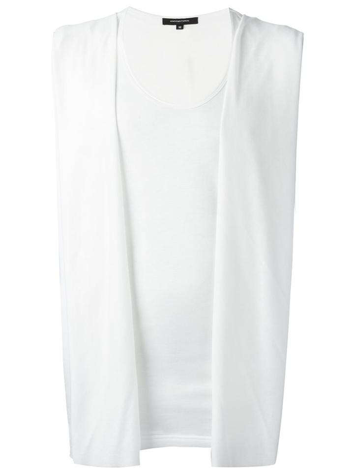 Unconditional Sleeveless Hooded Waistcoat, Men's, Size: Xl, White, Viscose