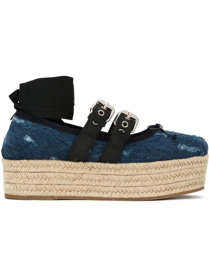 Miu Miu Raffia Platform Pumps - Unavailable