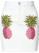 Giamba Pineapple Denim Skirt, Women's, Size: 42, White, Cotton/spandex/elastane
