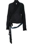 Greg Lauren Distressed Wrap Jacket, Women's, Size: 3, Black, Cotton/wool