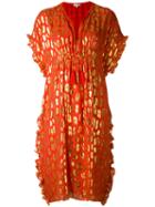 Manoush Flared Printed Dress, Women's, Size: 40, Red, Silk/metallic Fibre/polycarbonite