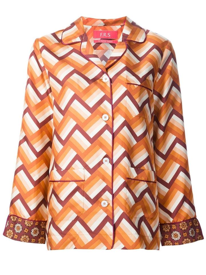 F.r.s For Restless Sleepers Chevron Pajama-style Shirt - Yellow &