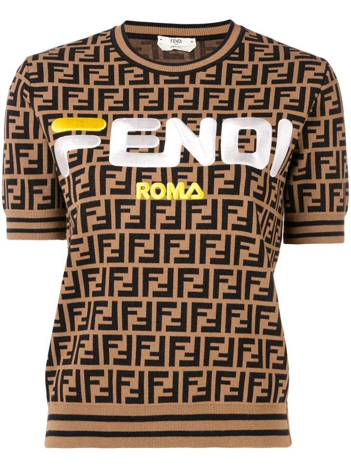 Fendi Logo T-shirt - Brown
