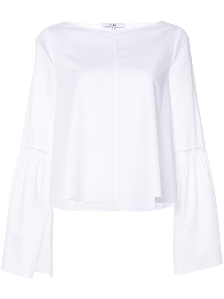 Tibi - Gathered Flared Blouse - Women - Cotton - 6, White, Cotton