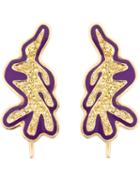 Kdia Gold And Sapphire Deco Earrings, Women's, Pink/purple