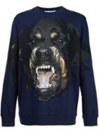 Givenchy Rottweiler Print Sweatshirt, Men's, Size: Small, Blue, Cotton