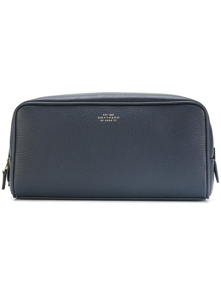 Smythson Zipped Wash Bag - Blue