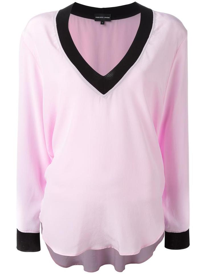 Penelophe's Sphere V-neck Top, Women's, Size: Medium, Pink/purple, Silk
