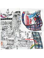 Faliero Sarti Printed Silk Scarf, Women's, White, Silk