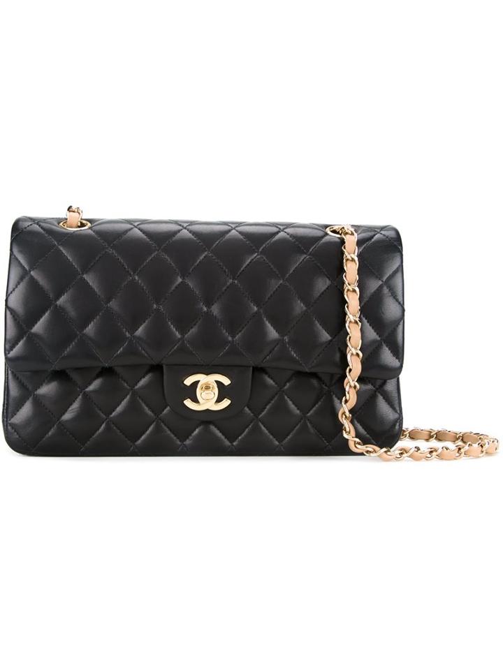 Chanel Vintage Contrast Handle Quilted Shoulder Bag, Women's, Black