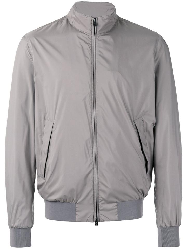 Herno Zipped Bomber Jacket, Men's, Size: 54, Grey, Polyester/viscose/spandex/elastane