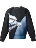 Juun.j Embroidered Arm Sweatshirt, Men's, Size: 46, Black, Polyester/polyurethane