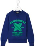 Dsquared2 Kids Surfboard Print Sweatshirt, Boy's, Size: 12 Yrs, Blue