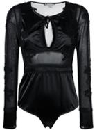 For Love And Lemons Embroidered Bodysuit, Women's, Size: Medium, Black, Polyester/spandex/elastane/nylon