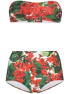 Dolce & Gabbana Portofino Print Bandeau Bikini - Red