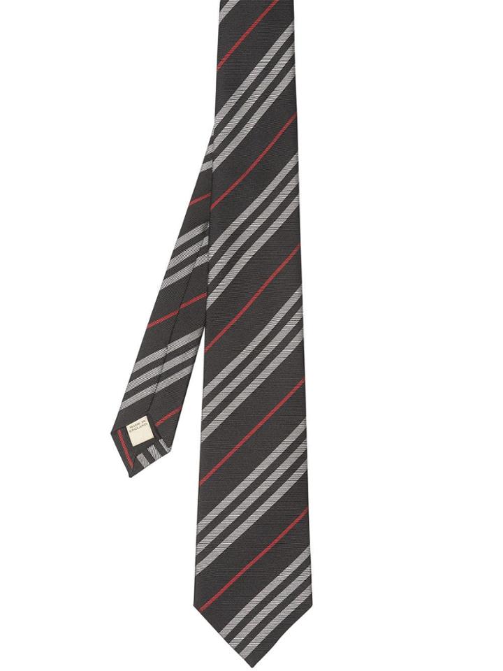 Burberry Classic Cut Striped Silk Jacquard Tie - Black
