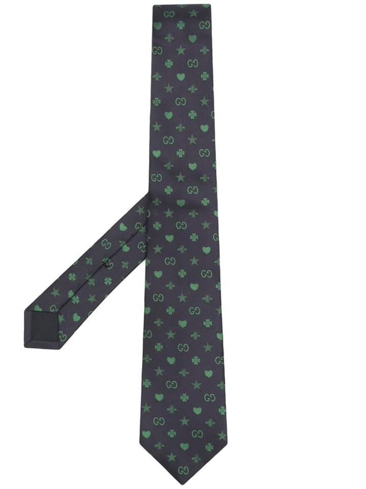 Gucci Symbols Motif Tie - Blue
