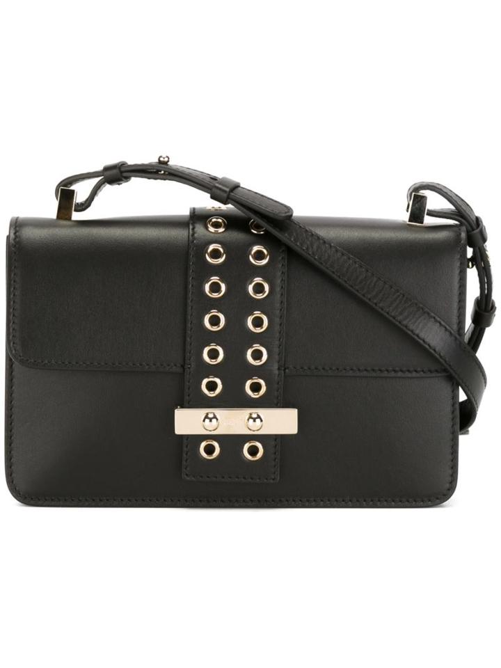Red Valentino Eyelet Embellished Shoulder Bag, Women's, Black, Leather