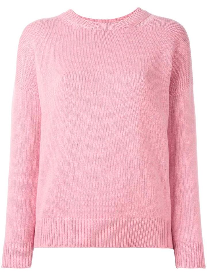 Saint Laurent Distressed Knit Jumper, Women's, Size: Medium, Pink/purple, Cashmere