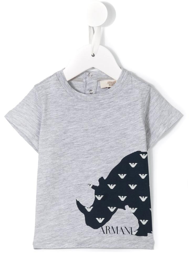 Armani Junior Rhino Print T-shirt, Infant Boy's, Size: 9 Mth, Grey