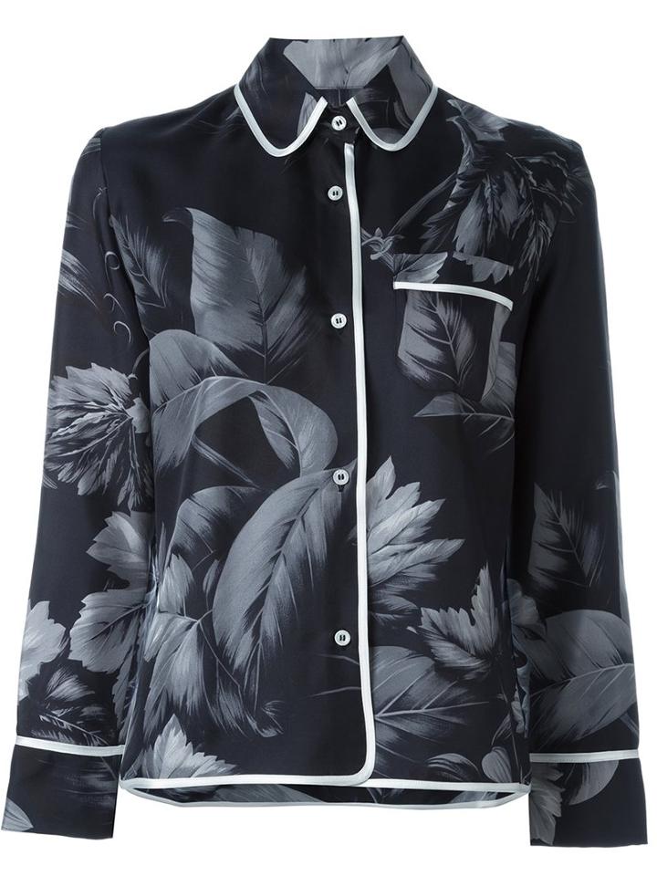 For Restless Sleepers Floral Print Shirt, Women's, Size: Large, Black, Silk