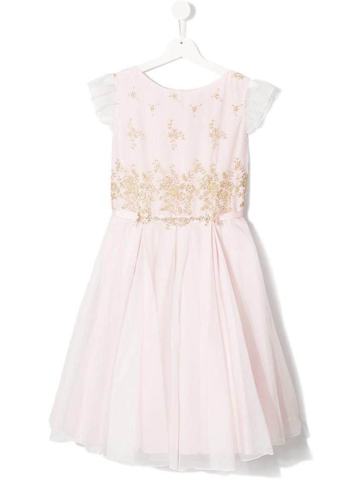 Lesy Embroidered Pleated Dress - Pink