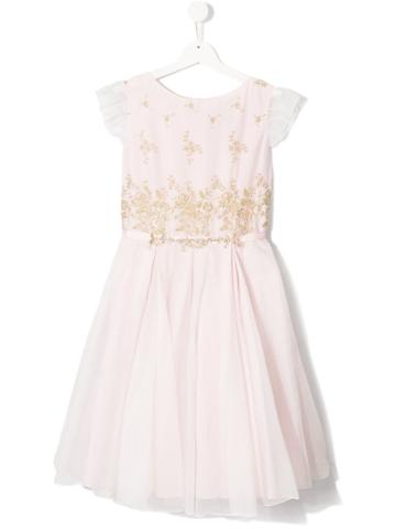 Lesy Embroidered Pleated Dress - Pink