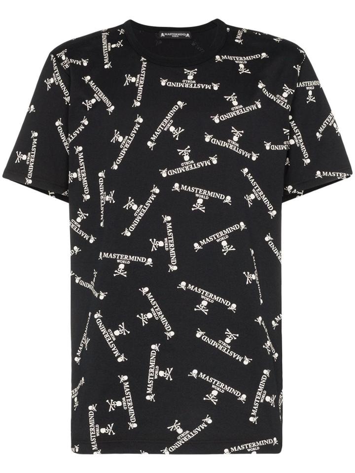 Mastermind Japan All Over Logo Print Cotton T-shirt - Black