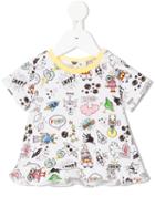 Fendi Kids - Space Monsters Print T-shirt - Kids - Cotton/spandex/elastane/modal - 12 Mth, Toddler Girl's, White
