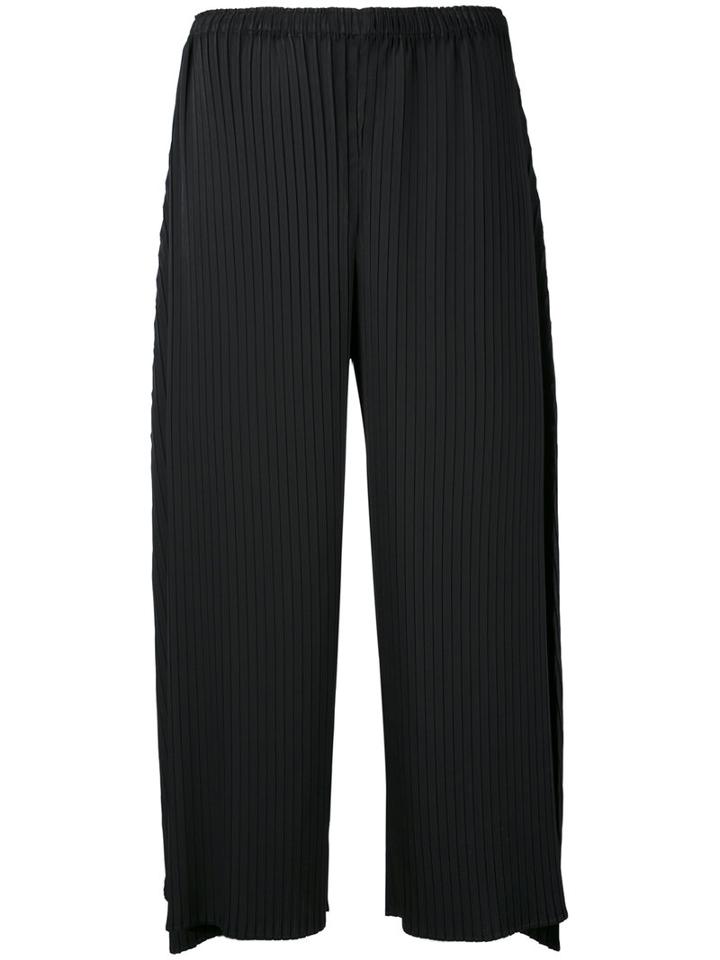 Issey Miyake - Wide Leg Cropped Trousers - Women - Polyester - 2, Black, Polyester