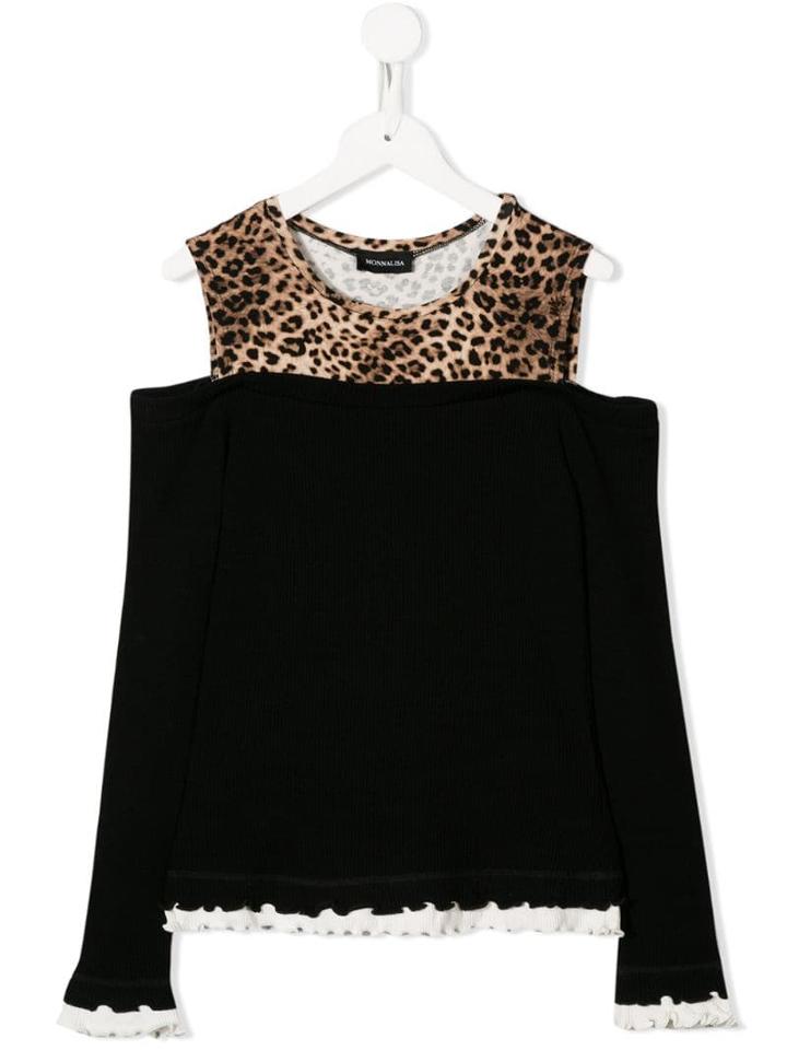 Monnalisa Teen Off-the-shoulder Sweater - Black