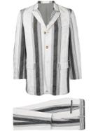 Comme Des Garçons Vintage Floral Embossed Striped Suit - Grey
