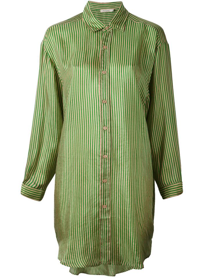 Mes Demoiselles - Striped Shirt Tunic - Women - Silk - 2, Green, Silk