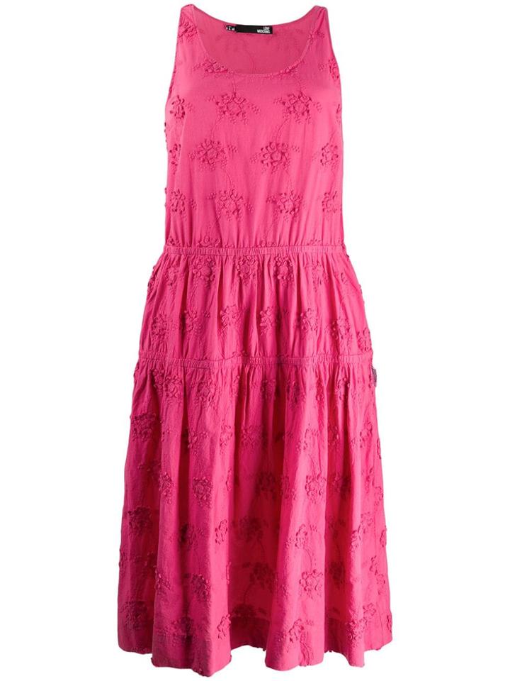 Love Moschino Floral Embroidered Midi Dress - Pink