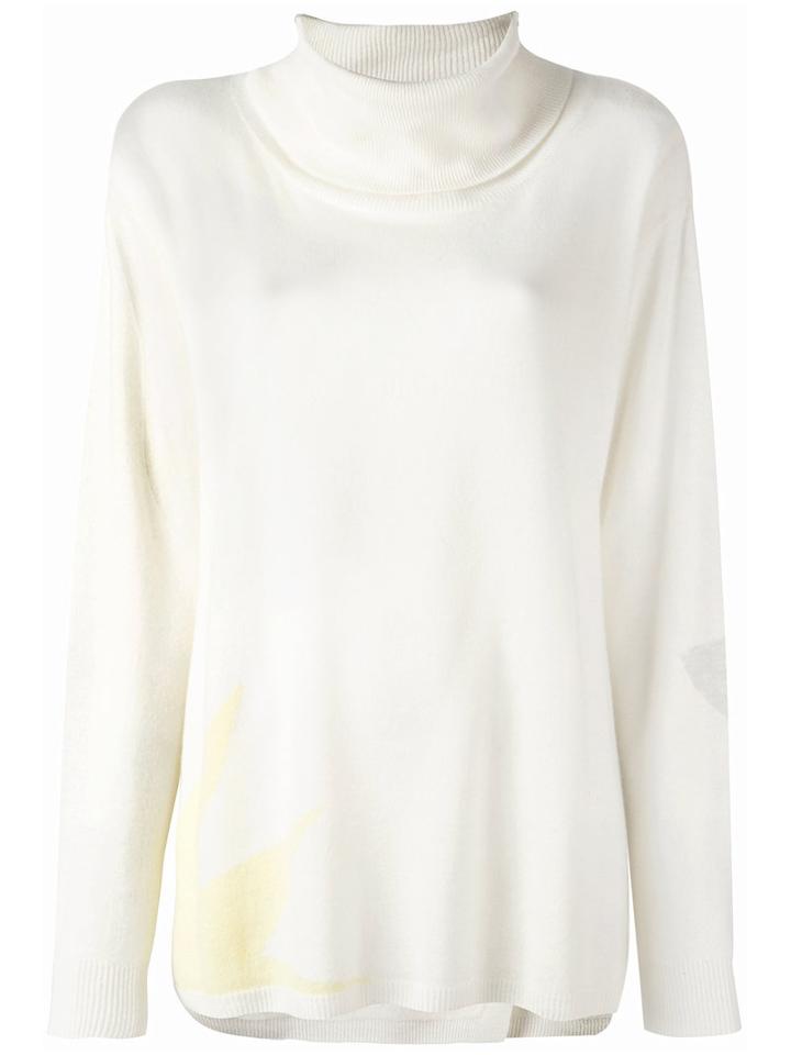 Tsumori Chisato Star Print Roll Neck Top, Women's, Size: 2, White, Cashmere/wool